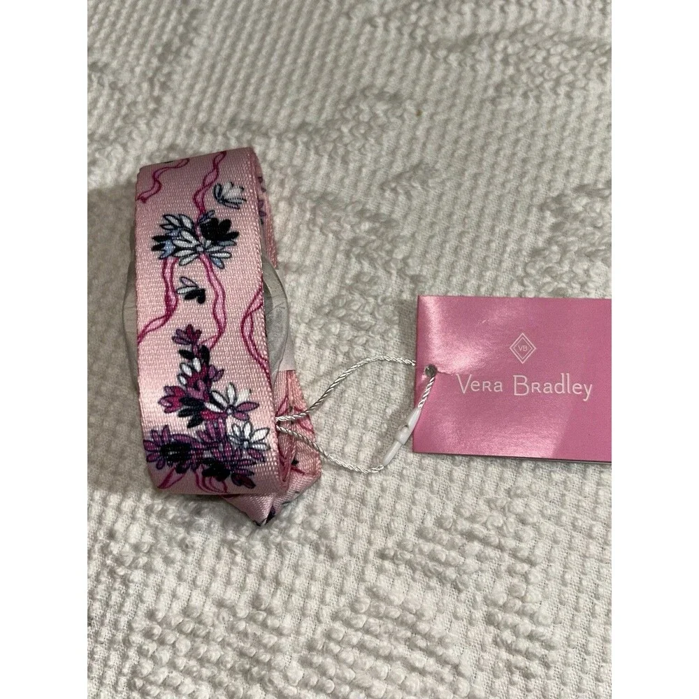 Vera Bradley Lighten Up Wide Lanyard Hope Blooms Pink MSRP $20 Breast Cancer